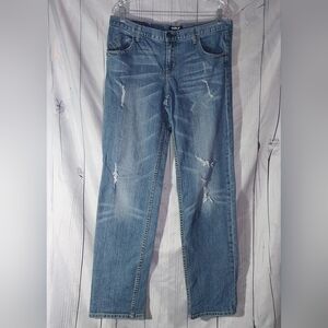 Allen B Distressed Straight Leg Casual Y2K Grungy Blue Jeans Size 10